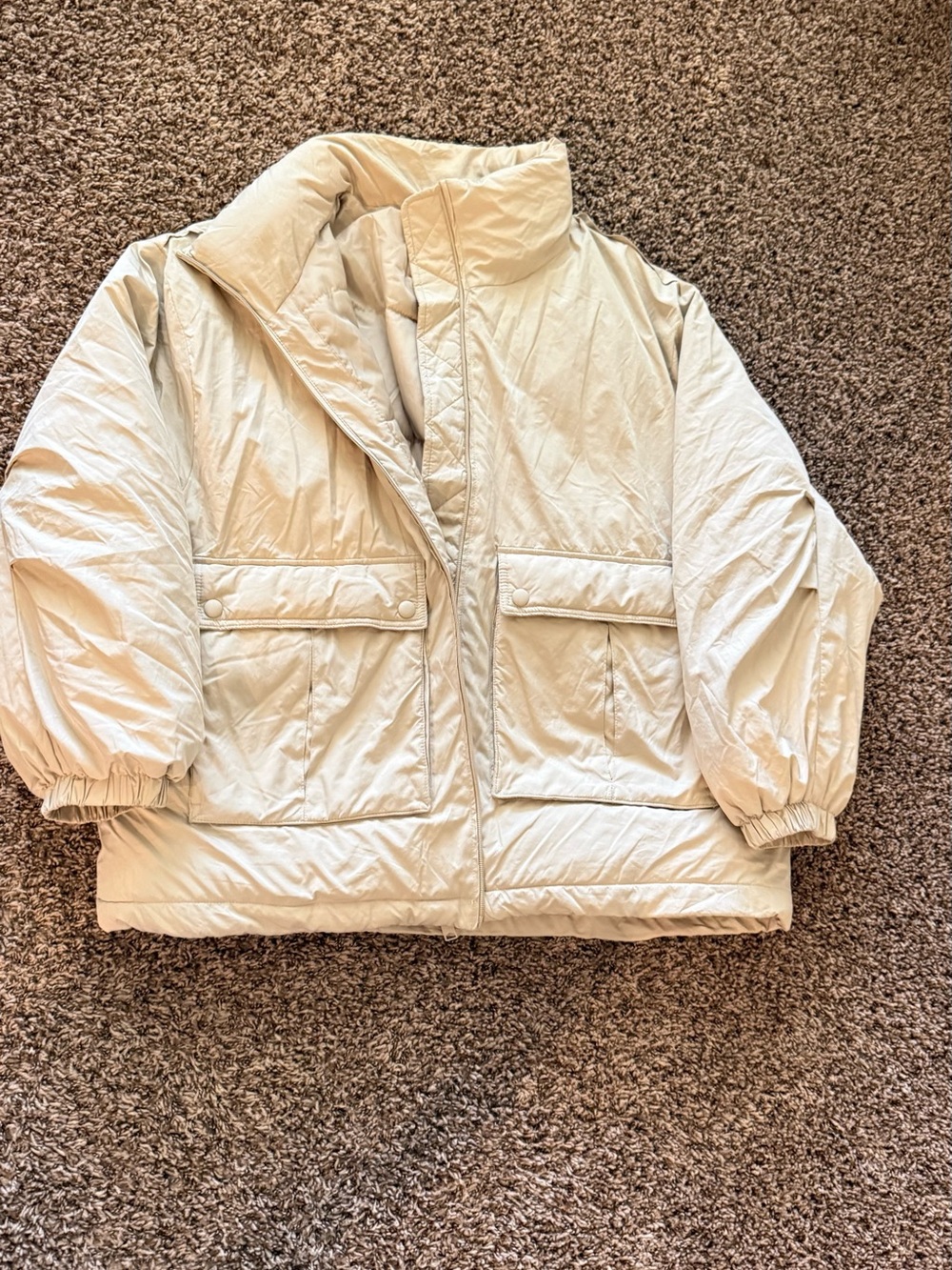 We The Free Cream Quilted Puffer Jacket